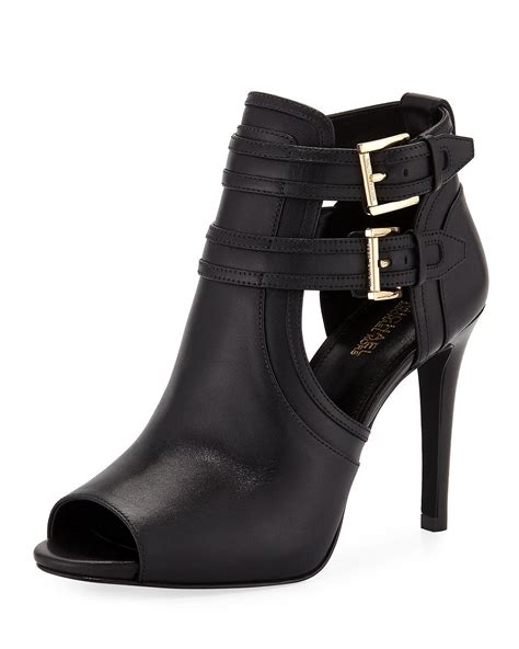 michael kors booties black open toe|Michael Kors booties on sale.